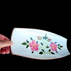 Vintage Stangl Pottery Wild Rose Curved Serving Dish 15"